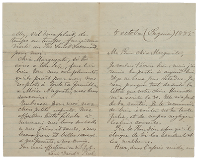 Lettre de Louis Riel  sa femme Marguerite crite de la prison de Regina